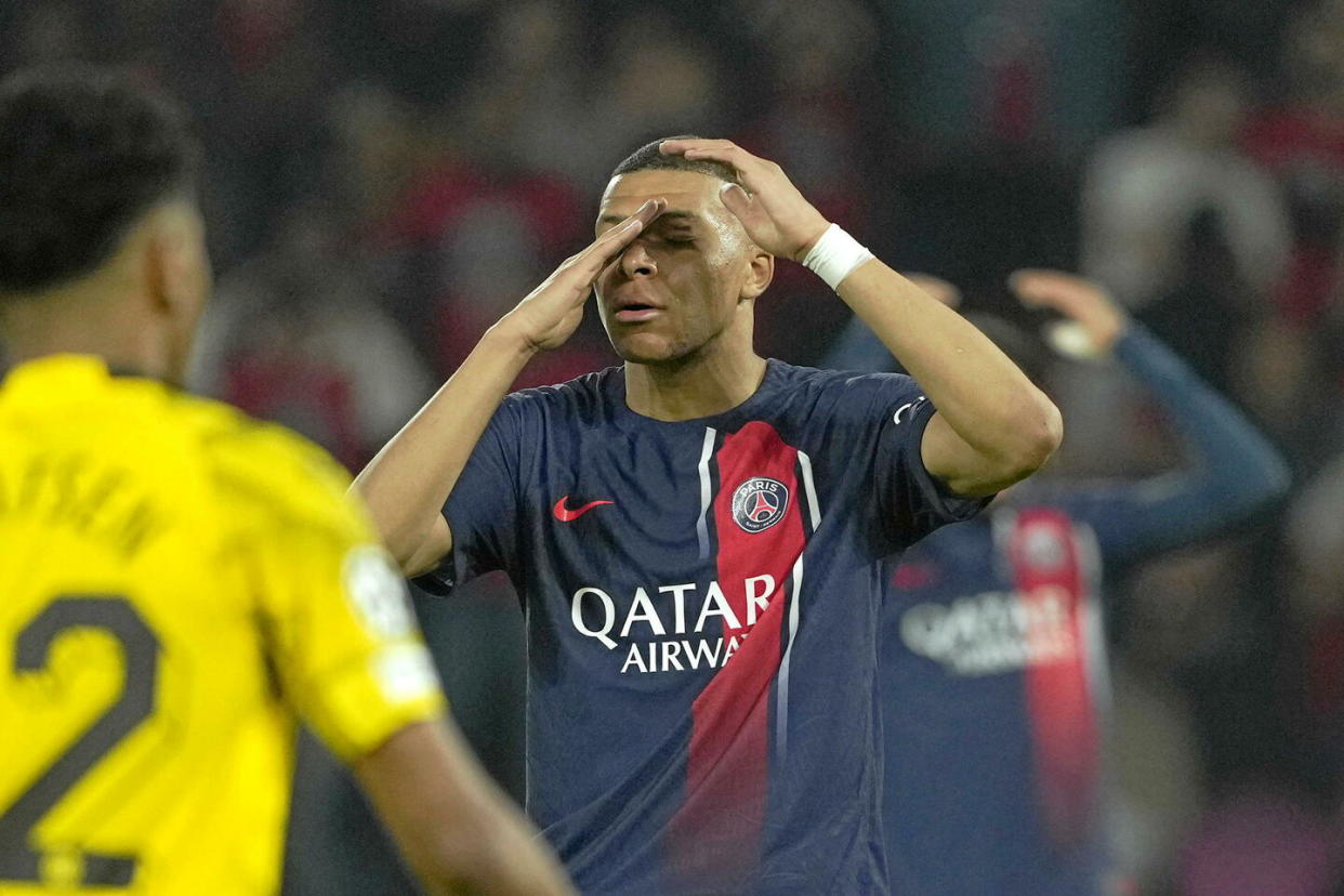 Kylian Mbappé a dit adieu à son rêve de gagner la Ligue des champions avec le PSG.  - Credit:Lewis Joly/AP/SIPA