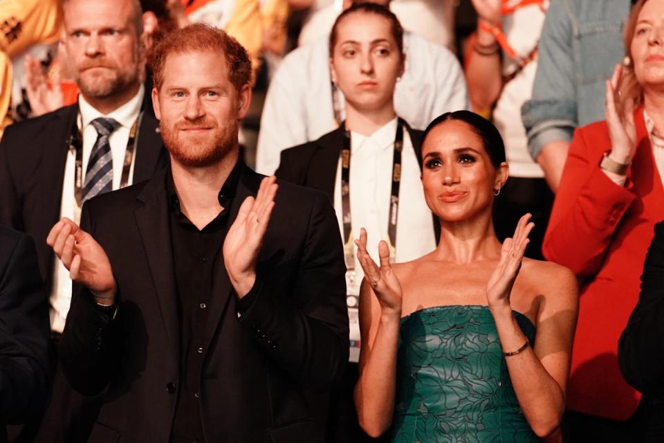 The Duke and Duchess of Sussex during the closing ceremony of the Invictus Games in Dusseldorf in September 2023 (PA Wire)