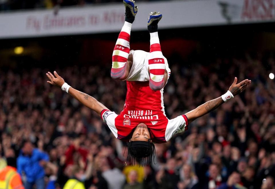 Pierre-Emerick Aubameyang celebrates scoring Arsenal’s opener (Adam Davy/PA) (PA Wire)