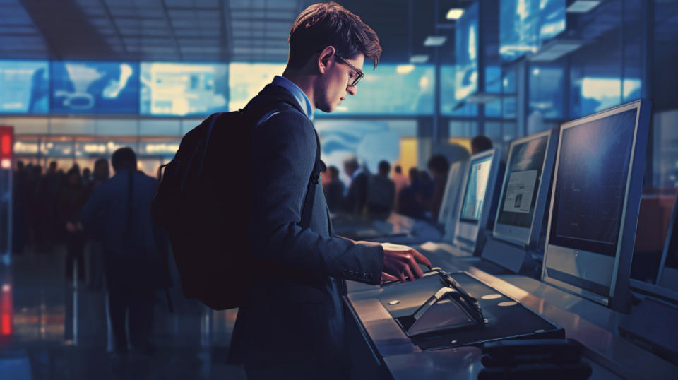 An airline passenger going through the security process at an airport managed by the company.