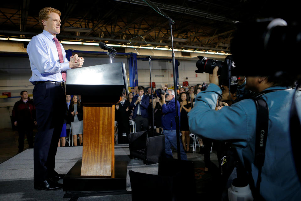 U.S. Rep. Joe Kennedy III, D-Mass., takes the stage to deliver the Democratic rebuttal to President Donald Trump’s State of the Union address in Fall River, Mass. (Photo: Brian Snyder/Reuters)