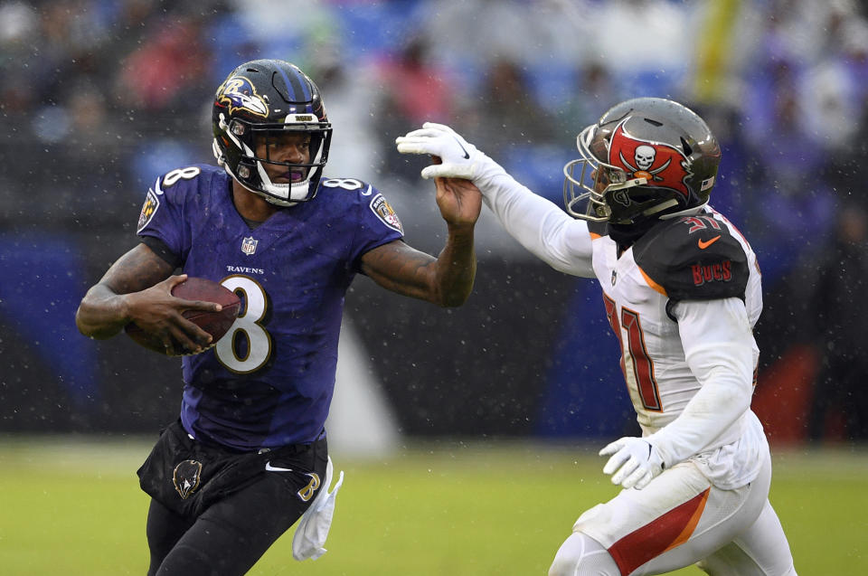 The Ravens’ Lamar Jackson has rushed for 605 yards on 127 carries this season. (AP)