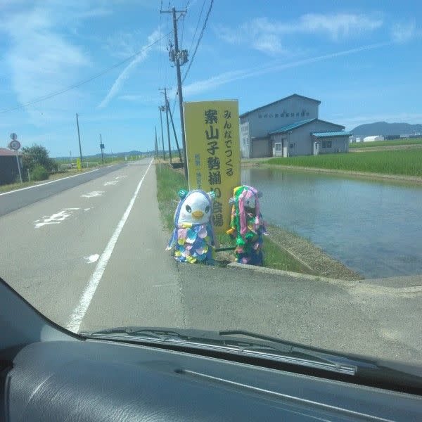 ▲推主表示這是新潟縣燕市小池區每年夏季都會舉行的「稻草人打扮比賽」，同時還可以驅趕想要偷吃農作物的鳥類。（圖／推特帳號magokoro358）