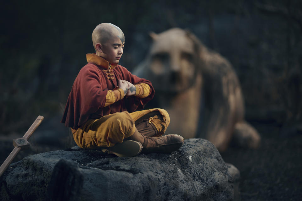 This image released by Netflix shows Gordon Cormier in a scene from the series "Avatar: The Last Airbender." (Robert Falconer/Netflix via AP)