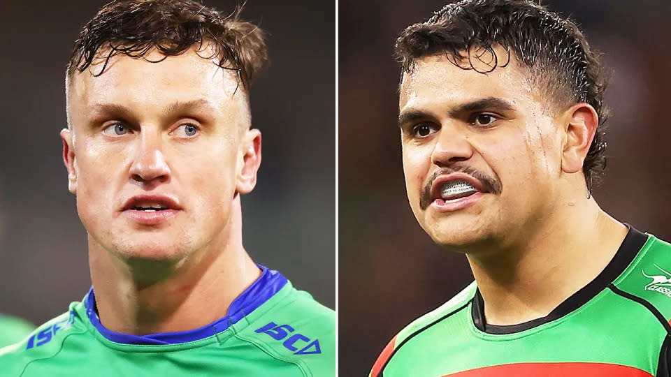 Good mates Jack Wighton and Latrell Mitchell will be teammates for South Sydney in 2024. Pic: Getty
