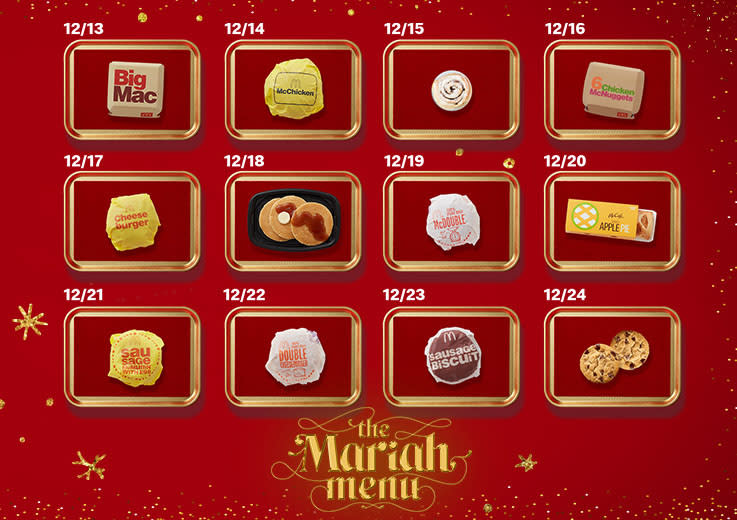 A different item will be featured each day on the Mariah Menu. (Mc Donald's)