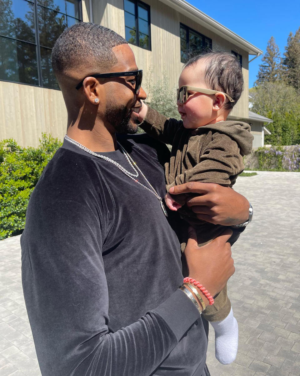 Tristan Thompson and Son Tatum, 12 Months, Adorably Twin In Their Matching Sunglasses