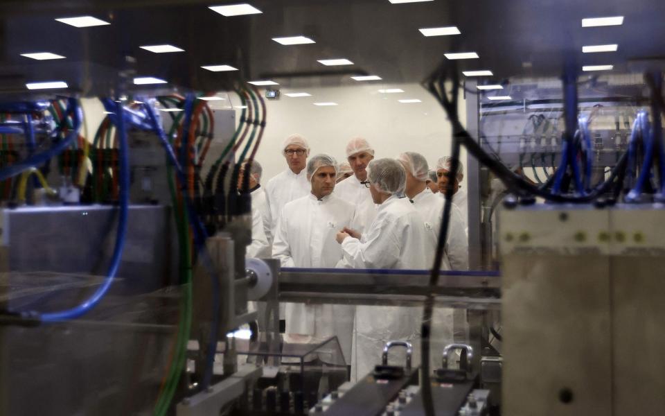 Emmanuel Macron visits a Novo Nordisk site in Chartres, France, today