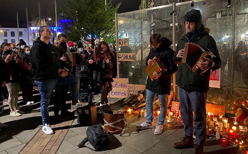 A group of musicians performed at a vigil for Ms Murphy in Galway on Thursday night - PA