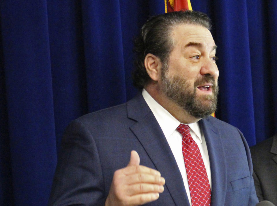 FILE - Arizona Attorney General Mark Brnovich speaks at a news conference in Phoenix, on Jan. 7, 2020. Brnovich suppressed findings by his investigators who concluded there was no basis for allegations that the 2020 election was marred by widespread fraud. That's according to documents released Wednesday, Feb. 22, 2023, by his successor, Kris Mayes.(AP Photo/Bob Christie, File)