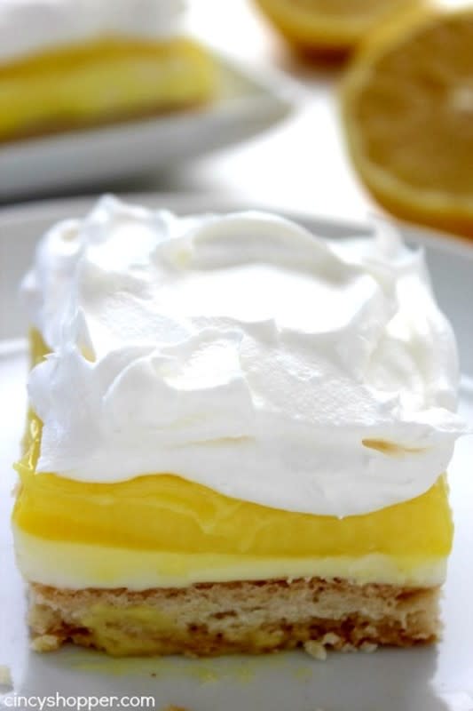 <p>Cincy Shopper</p><p>If you are a fan of lemon desserts these lemon lush bars are going to become your new favorite lemon recipe. A perfect dessert for all of your spring gatherings. <a href="http://cincyshopper.com/lemon-lush-bars-2/" rel="nofollow noopener" target="_blank" data-ylk="slk:Get the recipe here;elm:context_link;itc:0;sec:content-canvas" class="link rapid-noclick-resp">Get the recipe here</a></p>