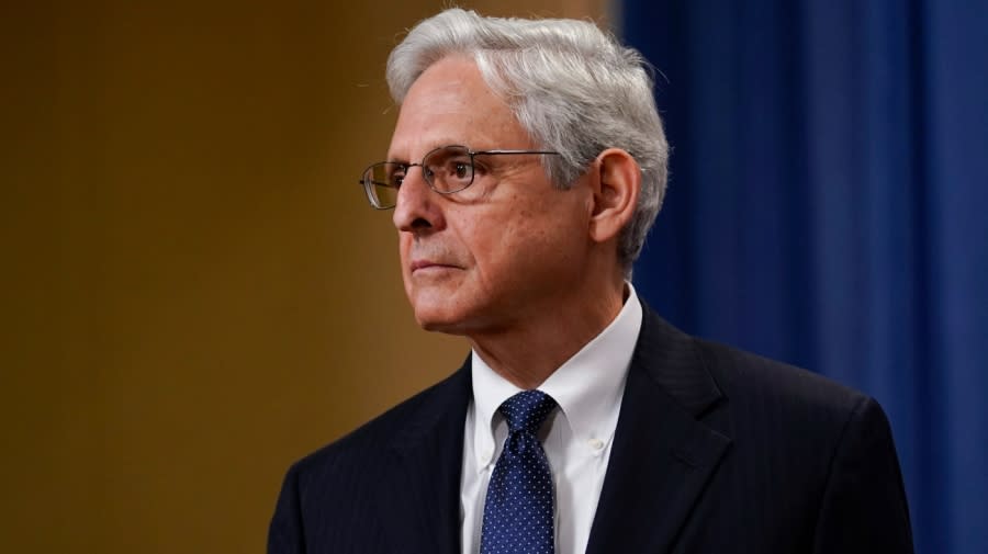 Attorney General Merrick Garland listens to a question as he leaves the podium after speaking at the Justice Department. (Credit: AP)
