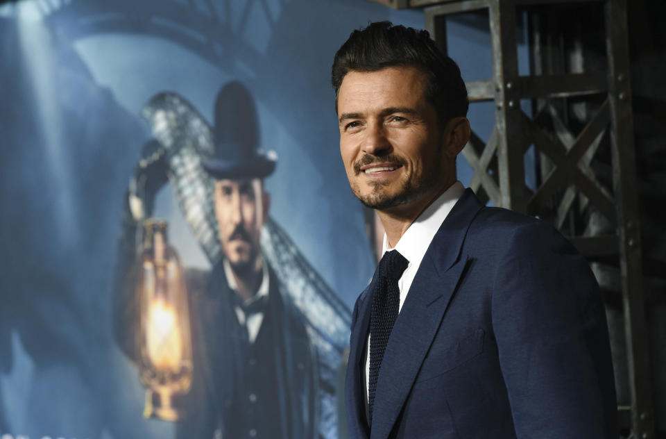 Orlando Bloom, a cast member in the Amazon Prime Video series "Carnival Row," poses at the premiere of the series at the TCL Chinese Theatre, Wednesday, Aug. 21, 2019, in Los Angeles. (Photo by Chris Pizzello/Invision/AP)