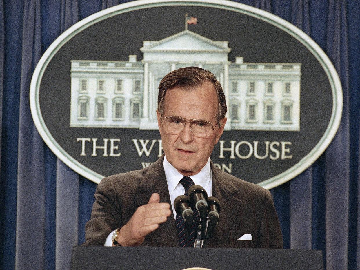 President George HW Bush in the White House in 1989: AP