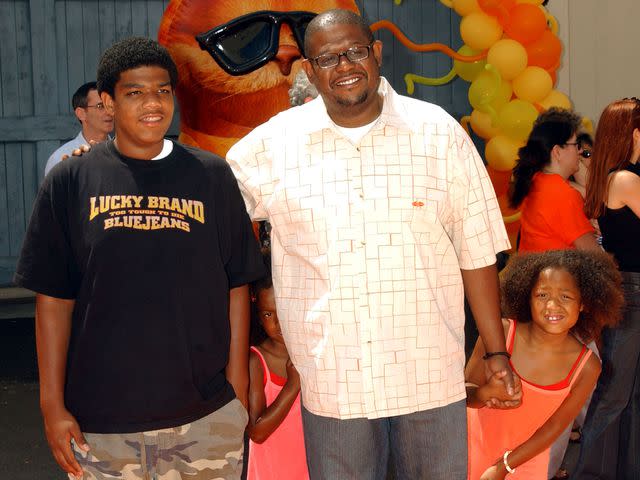 <p>Albert L. Ortega/WireImage</p> Forest Whitaker with son Ocean Whitaker and daughter.