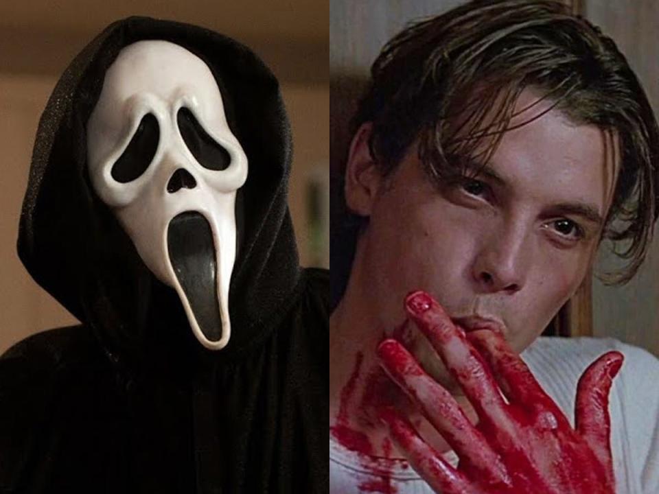Ghostface and Skeet Ulrich as Billy Loomis in "Scream."