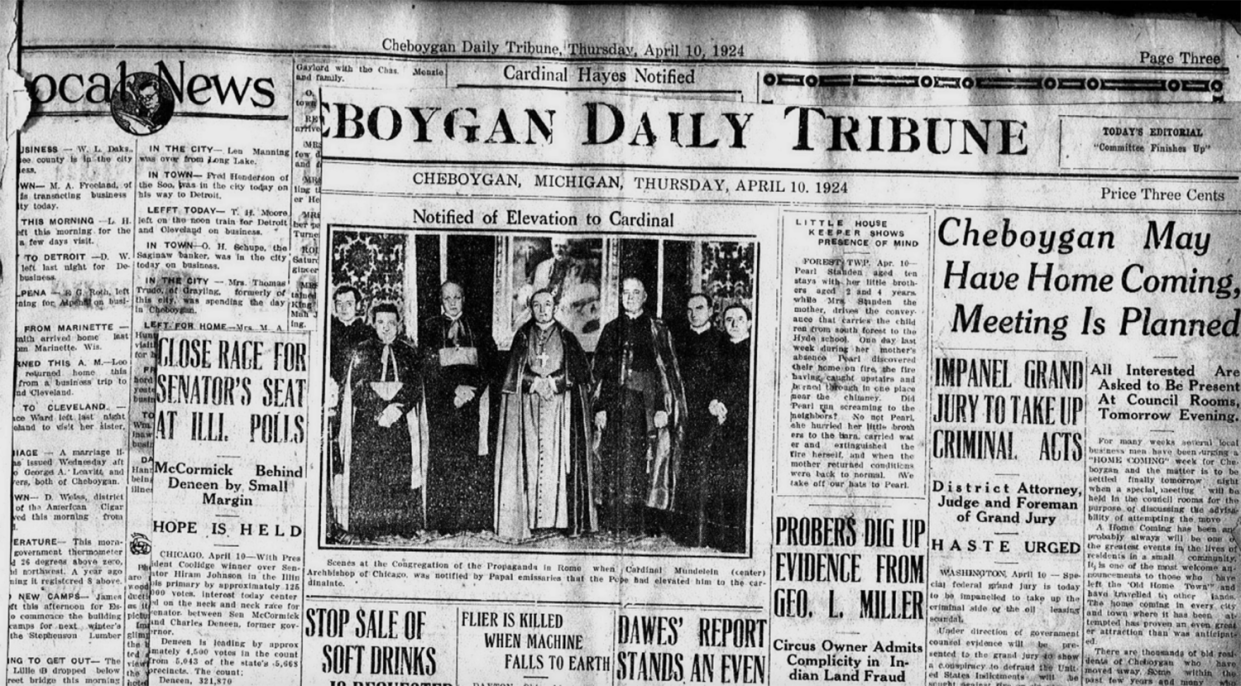 The April 10, 1924 edition of the Cheboygan Daily Tribune.