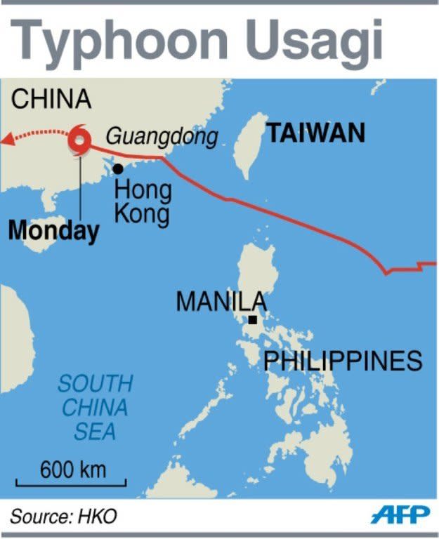 Graphic showing the path of Typhoon Usagi, which left at least 25 people dead in southern China's Guangdong province, state media reported