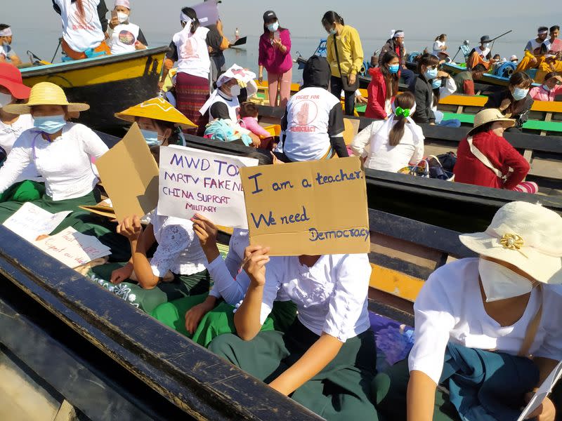 Protest against the military coup in Inle Lake