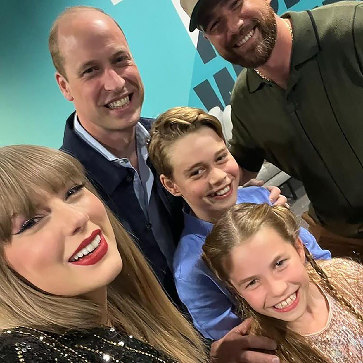 Taylor Swift with Prince William, Prince George, Princess Charlotte and Travis Kelce