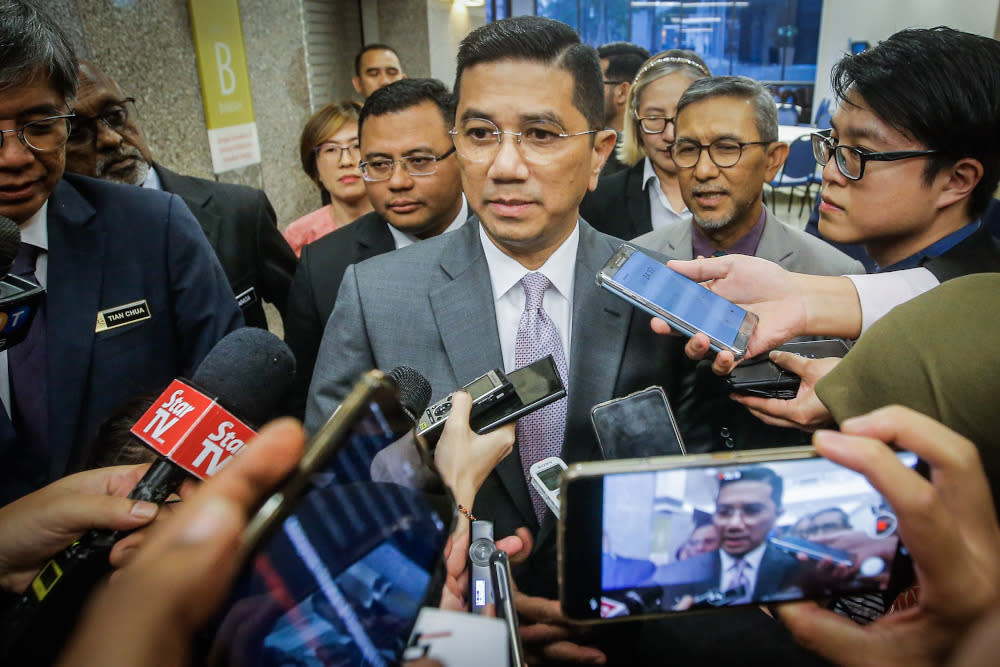 Minister of Economic Affairs Datuk Seri Mohamed Azmin Ali at the PKR Political Bureau meeting in Parliament House on December 4, 2019. — Picture by Hari Anggara