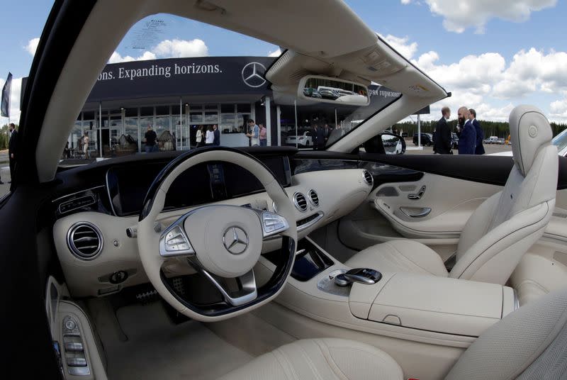 The interior of a Mercedes-Benz car is seen at a new Mercedes-Benz plant's cornerstone laying ceremony in the town of Esipovo outside Moscow