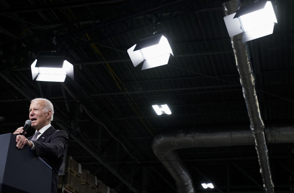 President Joe Biden speaks at an IBM facility in Poughkeepsie, N.Y., on Thursday Oct. 6, 2022. (AP Photo/Andrew Harnik)