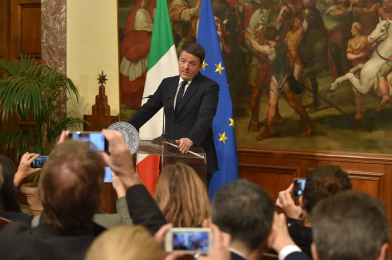Matteo Renzi announces his resignation at the Palazzo Chigi in Rome