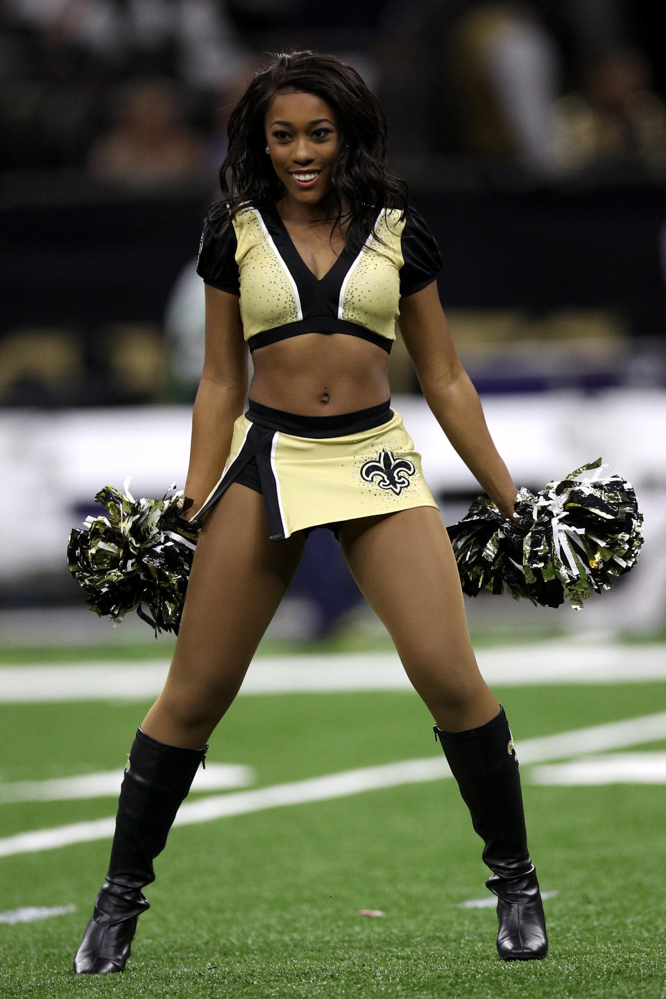 <p>Saintsation cheerleaders perform at the Mercedes-Benz Superdome on September 17, 2017 in New Orleans, Louisiana. (Photo by Chris Graythen/Getty Images) </p>