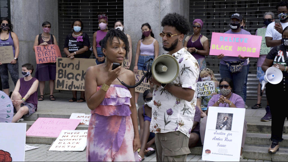 Shawnee Benton Gibson, left, and Bruce McIntyre appear in "Aftershock" by Paula Eiselt and Tonya Lewis Lee, an official selection of the U.S. Documentary Competition at the 2022 Sundance Film Festival. (Kerwin Devonish/Sundance Institute via AP)