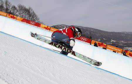 Freestyle Skiing - Pyeongchang 2018 Winter Olympics - Women's Ski Halfpipe Qualifications - Phoenix Snow Park - Pyeongchang, South Korea - February 19, 2018 - Elizabeth Marian Swaney of Hungary competes. REUTERS/Issei Kato
