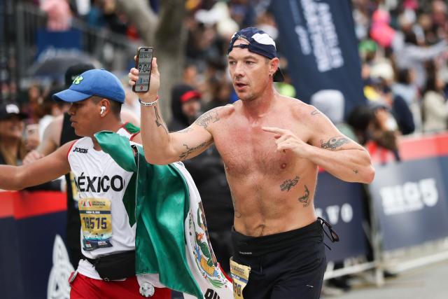 Diplo finishes the Los Angeles Marathon on March 19, 2023 in Los Angeles, California.