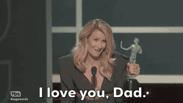 Laura Dern says "I love you, Dad" at the 2020 SAG Awards
