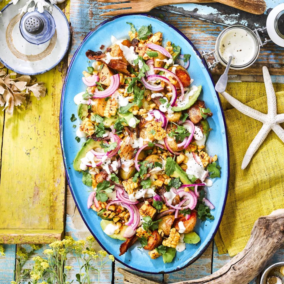 Smoky corn, bacon and avocado salad