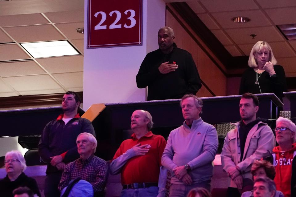 Ohio State athletic director Gene Smith attends a men’s basketball game between the Buckeyes and Wisconsin on Feb. 2.