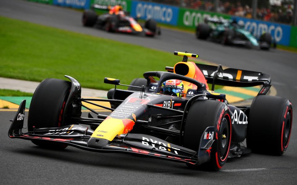 Sergio Perez of Mexico driving the (11) Oracle Red Bull Racing RB19 on track during final practice ahead of the F1 Grand Prix of Australia at Albert Park Grand Prix Circuit on April 01, 2023 in Melbourne, Australia - Quinn Rooney/Getty Images