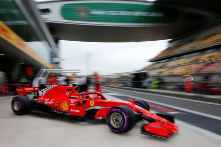 Formula One - F1 - Chinese Grand Prix - Shanghai, China - April 13, 2018 - Ferrari's Kimi Raikkonen during practice. REUTERS/Aly Song