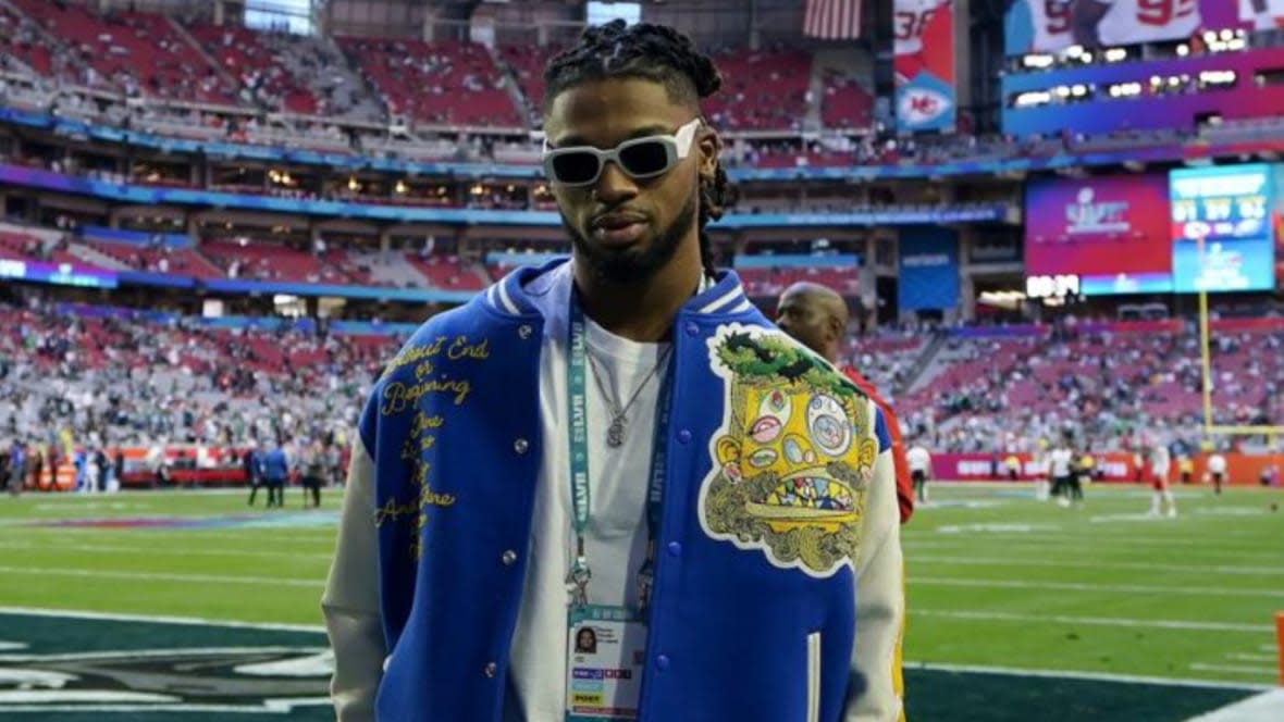 Damar Hamlin said Wednesday he never intended to offend anyone with the jacket he wore to the Super Bowl that critics blasted for featuring an offensive depiction of Jesus. (Photo: Brynn Anderson/AP)