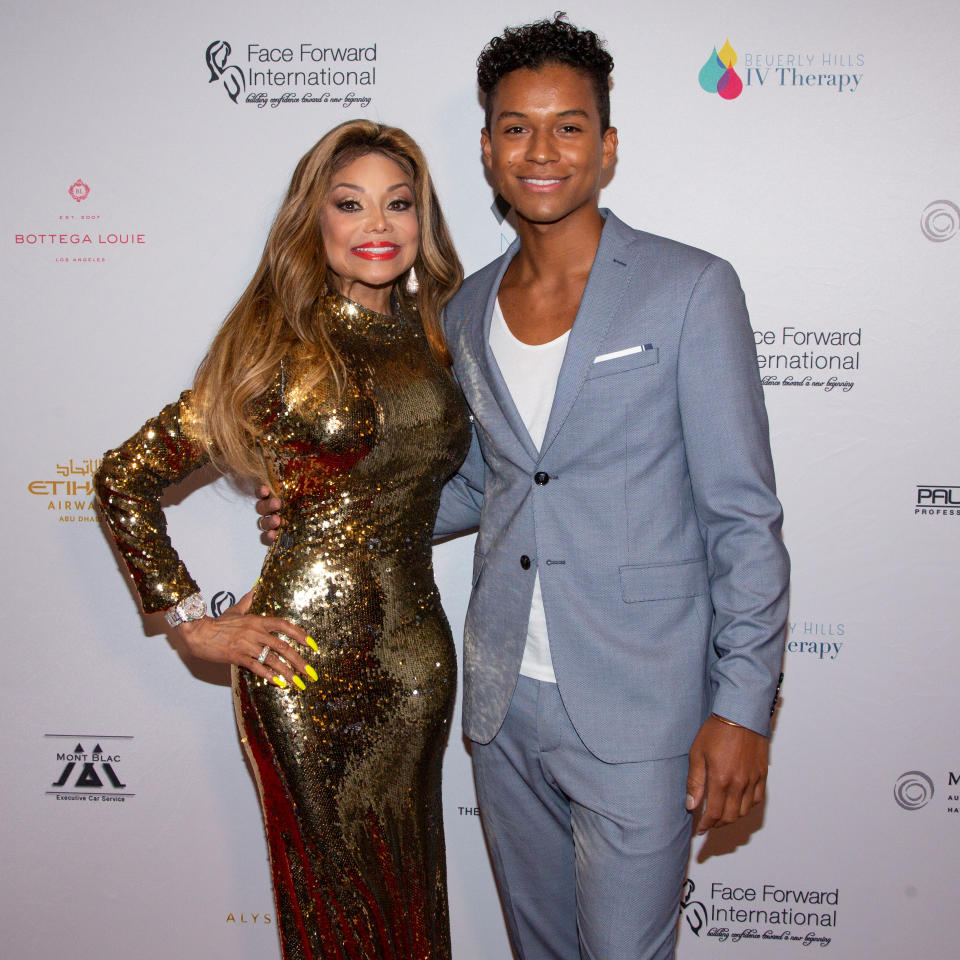 LOS ANGELES, CALIFORNIA – SEPTEMBER 14: La Toya Jackson (L) and Jaafar Jackson arrive for the Face Forward International 10th Annual Gala “Highlands To The Hills” on September 14, 2019 in Los Angeles, California. (Photo by Gabriel Olsen/Getty Images)