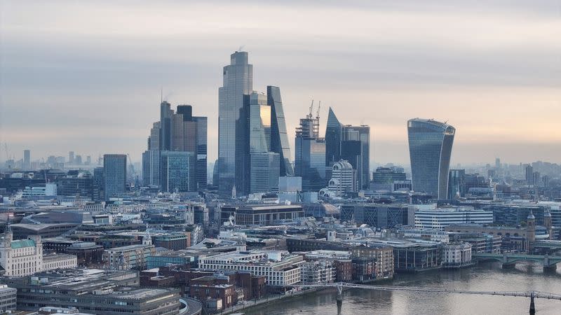 FILE PHOTO: FILE PHOTO: A drone view of the City of London financial district