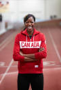 High jumper Nicole Forrester poses in the hoody.