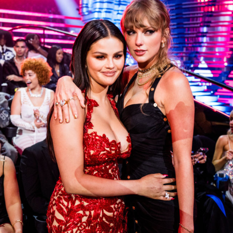 Selena Gomez and Taylor Swift attend the 2023 Video Music Awards at Prudential Center on September 12, 2023 in Newark, New Jersey