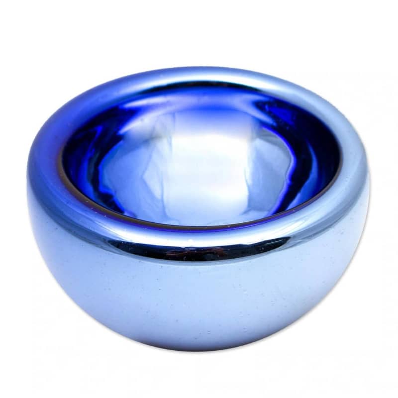 Novica Handmade Blue Opal Blown Glass Bowl