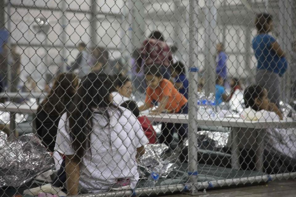 Children who crossed the border at a processing centre in McAllen, Texas