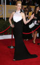 <b>January Jones </b><br><br>The Mad Men actress donned a monochrome Prabal Gurung gown for the red carpet.<br><br>Image © Rex