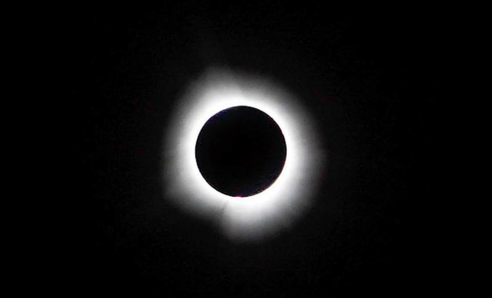 Tribune reporter John Lynch was in central Indiana in the path of the totality for the solar eclipse on April 8, 2024, and captured the the moon fully blocking the sun.