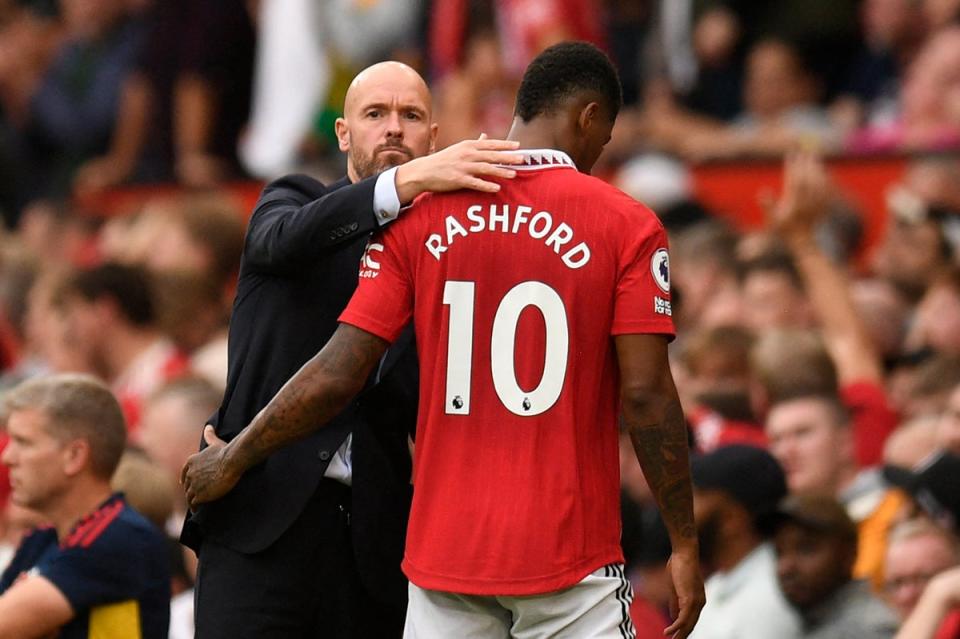 Marcus Rashford faces fight for his World Cup spot. (AFP via Getty Images)