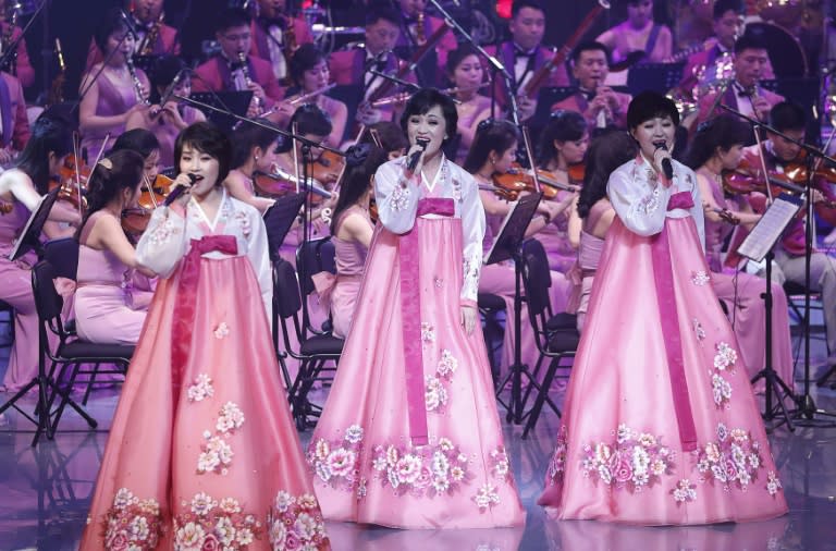 Some 140 members of North Korea's Samjiyon Orchestra gave their first performance at the Gangneung Art Centre