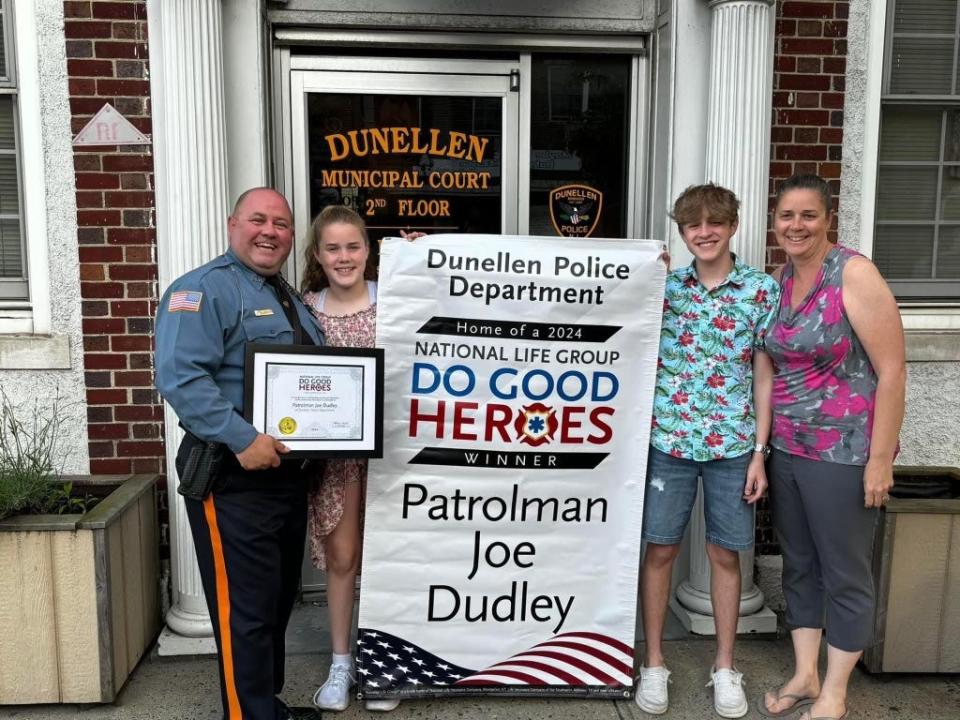 Dunellen Patrolman Joe Dudley was honored with a 2024 National Life Do Good Heroes Award from the National Life Group Foundation during a planning board meeting on May 20, 2024.