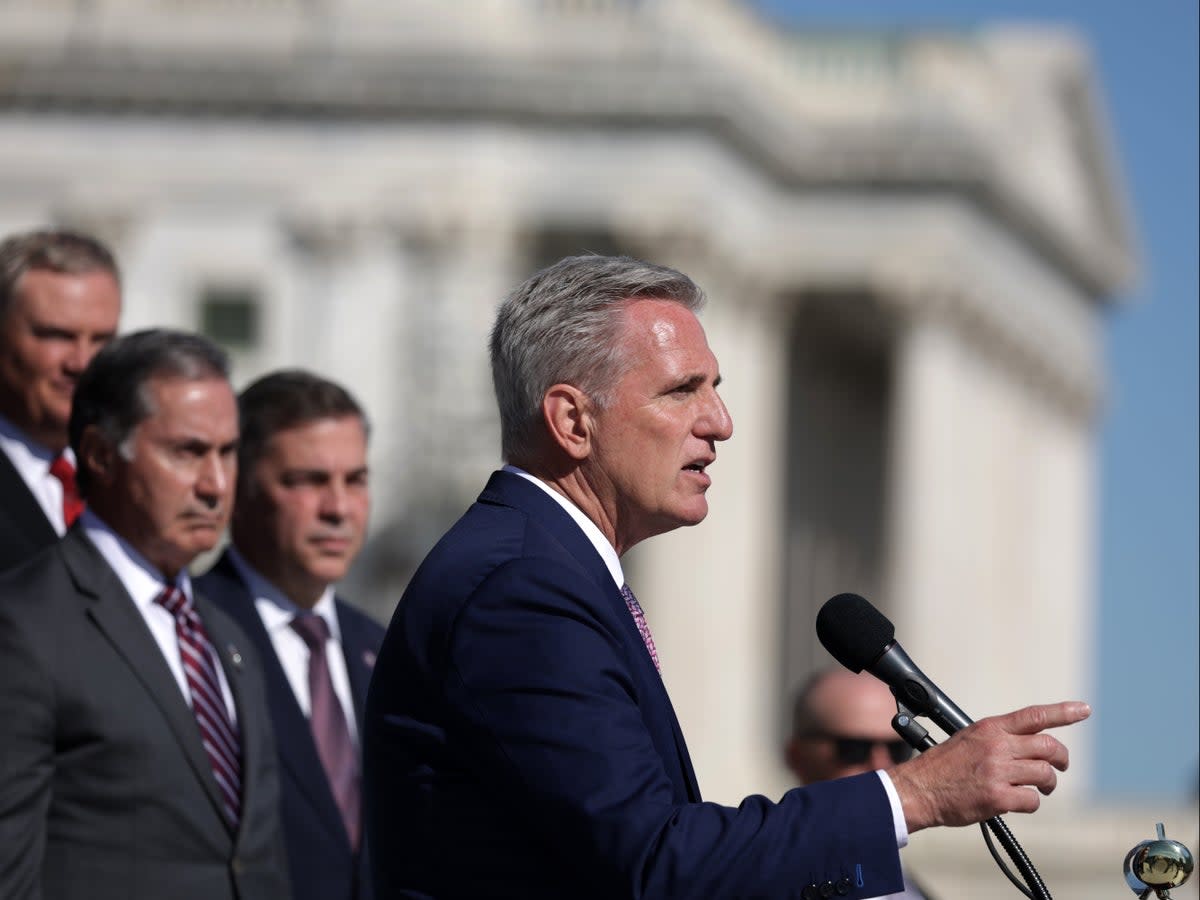 Kevin McCarthy speaks on the steps of the Capitol (Getty Images)